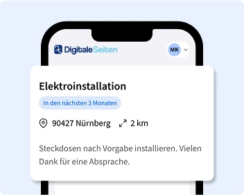 Screenshot der Anfragenzentrale - Kundenanfragen erhalten